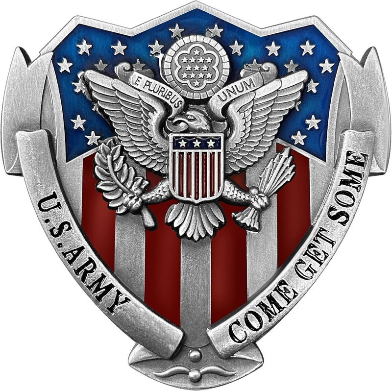 LWQLZY US Army Veteran Metal Car Emblem 3D Decals Shield Shape with Eagle, Enamel American Flag, 3M Adhesive, Car Medal Gift for Veterans and Military Supporters (US Army) - Image 1